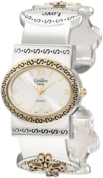 Golden Classic Women's 2171 TT "Embrace Life" Rhinestone Accented Inspirational Bangle Watch