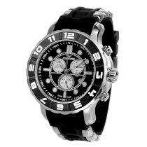  Aquaswiss 96XG002 Man's Chronograph Watch Swiss Rugged Collection Black and White Bezel Stainless Case Rubber Strap