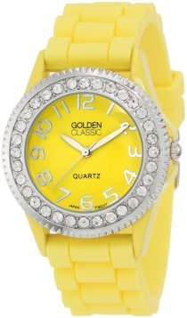 Golden Classic Women's 2214-yellow "Trendy Jelly" Rhinestone Encrusted Bezel Silicone Watch Watch