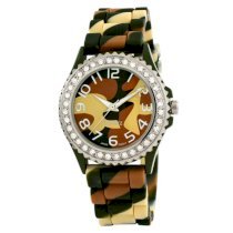 Golden Classic Women's 2219 camoband "Savvy Jelly" Rhinestone Camouflage Silicone Watch