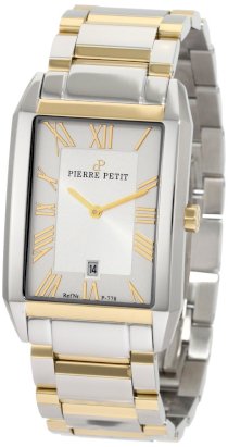 Pierre Petit Men's P-778D Serie Paris Two-Tone Rectangular Stainless-Steel Bracelet Date Watch