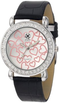 Golden Classic Women's 5150-Black Be Mine Rinestone Encrusted Heart Printed Dial Watch