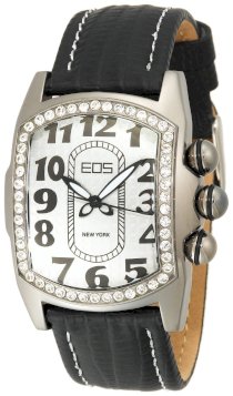 EOS New York Unisex 81LBLKSIL Vanguard Black Leather Strap Watch