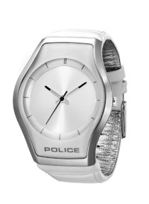 Police Men's PL-12778MS/04 Sphere X Round Silver Dial White Leather Strap Watch