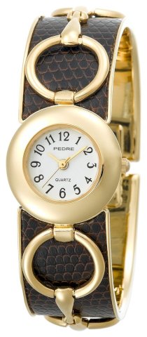 Pedre Women's 3310GX Gold-Tone with Brown Horse Bit Bangle Watch