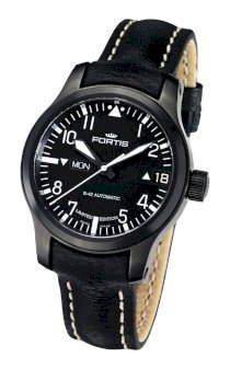 Fortis Men's 655.18.91 L.01 B-42 Flieger Big Date PVD Black Automatic Day and Date Leather Watch