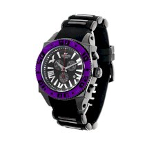  Aquaswiss Chronograph Swiss Quartz Large 50 MM Watch Black Dial Stainless Steel Black Ion Purple Bezel Day Date #62XG0105