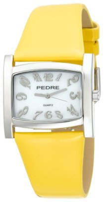 Pedre Women's 7780SX Silver-Tone with Yellow Patent Strap Watch