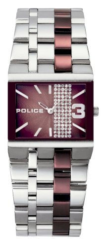 Police Women's PL-10501BST/12M Glamour Square -X Brown Dial Watch