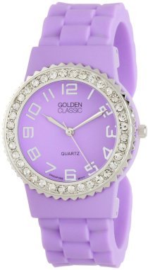 Golden Classic Women's 2301-purple "Bangle Jelly" Rhinestone Silicone Watch