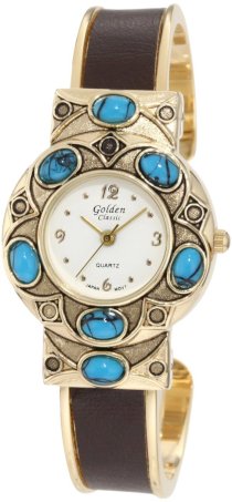 Golden Classic Women's 9106-G/Brown Earthy Tone Topaz Embellished Bezel Watch