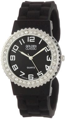 Golden Classic Women's 2301-black "Bangle Jelly" Rhinestone Silicone Watch