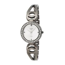 Golden Classic Women's 2147 Gun "Elegant Eve" Gun Metal Circle Link Rhinestone Bracelet Watch