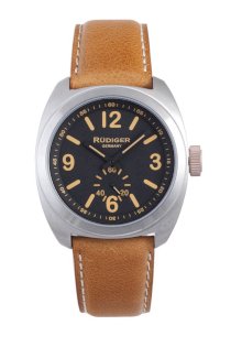 Rudiger Men's R5000-04-007.13 Siegen Light Brown Leather with Topstitch Black Dial Watch