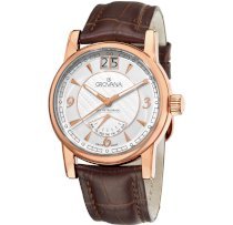 Grovana Men's 1721.1562 Retrograde Day Retrograde Brown Leather Strap Quartz Watch