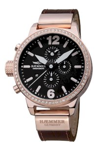  Haemmer Women's DHC-07 Secrets Crystal Bezel Rose Gold Ion-Plating Chrono Watch