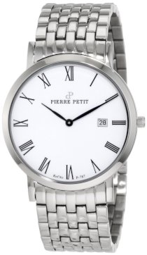 Pierre Petit Men's P-787G Serie Nizza Classic White Dial Stainless-Steel Date Watch