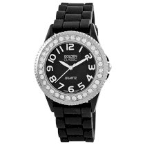 Golden Classic Women's 2219 black "Savvy Jelly" Rhinestone Black Silicone Watch