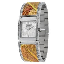 Gattinoni Women's W0242BSSSLV Caelum Square Crystal Pavé Dial Planetarium Bracelet Watch