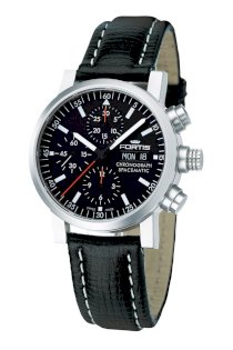 Fortis Men's 625.22.31 L.01 Flieger Black Automatic Chronograph Leather Watch