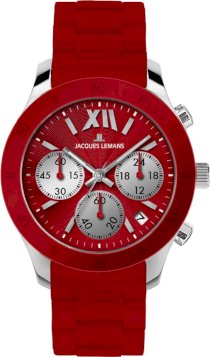 Jacques Lemans Jacques Lemans Women's 1-1587D Rome Sports Sport Analog Chronograph with Silicone Strap Watch