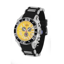 Aquaswiss Chronograph Swiss Quartz Large 50 MM Watch Yellow Dial Stainless Steel Black Bezel Day Date #62XG0140