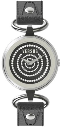 Versus Women's 3C68100000 Versus V Black Crystal Dial Genuine Leather Watch