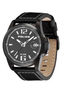 Police Men's PL-12591JSUB/02 Lancer Black Dial Black Leather W