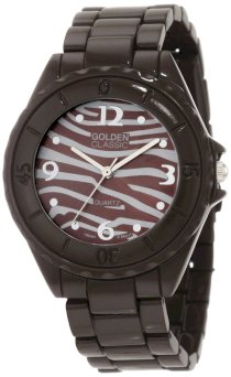 Golden Classic Women's 2187-Brown-Zebra "Seafaring Daydream" Zebra Pattern Dial Tachymeter Bezel Metal Watch