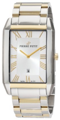 Pierre Petit Men's P-777D Serie Paris Rectangular Two-Tone Stainless-Steel Bracelet Date Watch
