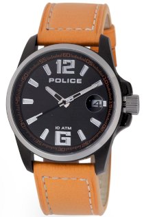 Police Men's PL-12591JSUS/02 Lancer Black Dial Orange Leather Watch