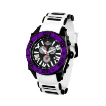  Aquaswiss Chronograph Swiss Quartz Large 50 MM Watch Black Dial Stainless Steel Black Ion Purple Bezel Day Date #62XG0112