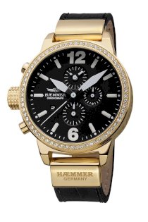Haemmer Women's DHC-08 Secrets Crystal Bezel Gold Ion-Plating Chronograph Watch