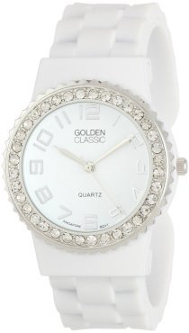Golden Classic Women's 2301-white "Bangle Jelly" Rhinestone Silicone Watch