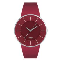 Alessi Men's AL8001 Luna Leather and Case in Steel Red Designed by Alessandro Mendini Watch