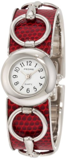 Pedre Pedre Women's 3318SX Silver-Tone with Red Horse Bit Bangle Watch