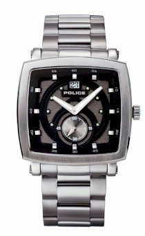 Police Men's PL-11599JS/02M Phalanx Rectangular Charcoal Dial Steel Watch