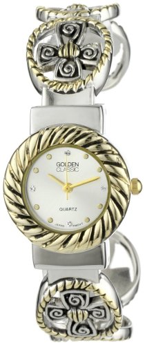 Golden Classic Women's 2233-twotone Faithfully Yours Cross Heart and Circle Bangle Watch