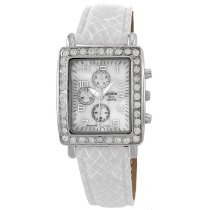 Golden Classic Women's 8122 white Color Blind Rectangle Mother of Pearl Leather Strap Watch