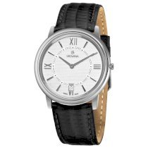 Grovana Men's 1708.1132 Silver Dial Black Leather Strap Watch