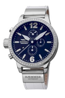  Haemmer Women's DHC-16 Secrets Crystal Bezel White Leather Chronograph Watch