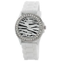 Golden Classic Women's 2219 whitezebra "Savvy Jelly" Rhinestone White Zebra Silicone Watch