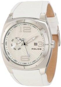 Police Men's PL-12675JS/04 Eclipse White Carbon-fiber Design Leather Watch