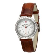 Wenger Men's 70100 Standard Issue White Dial Brown Leather Strap Watch