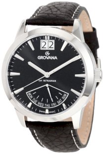 Grovana Men's 1722.1537 Day Retrograde Analog Black Watch