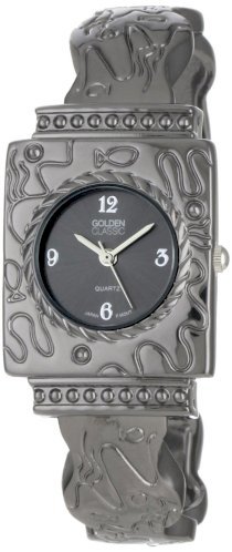 Golden Classic Women's 2226-black Abstract Attraction Metallic Abstract Detailed Bangle Watch
