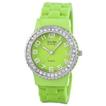 Golden Classic Women's 2301-limegreen "Bangle Jelly" Rhinestone Silicone Watch