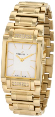 Pierre Petit Women's P-794G Serie Laval Yellow-Gold PVD Square Case Diamond Bracelet Watch