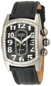 EOS New York Unisex 81LBLKBLK Vanguard Black Leather Strap Watch