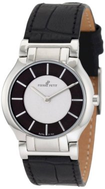 Pierre Petit Women's P-799A Serie Laval Black and Silver Dial Genuine Leather Watch